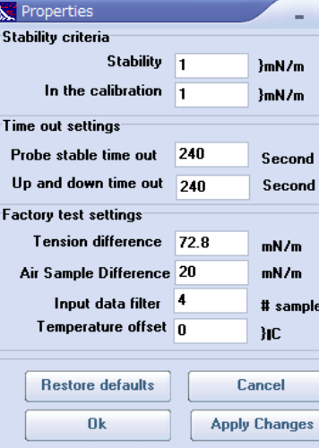 表面張力計のノイズ設定